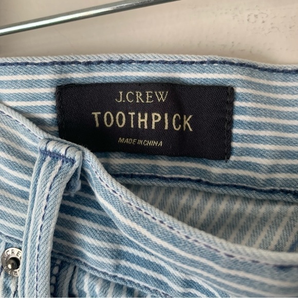 J.CREW Cotton Toothpick Ankle Zipper Pants Size 30 Railroad Stripe - Picture 7 of 9